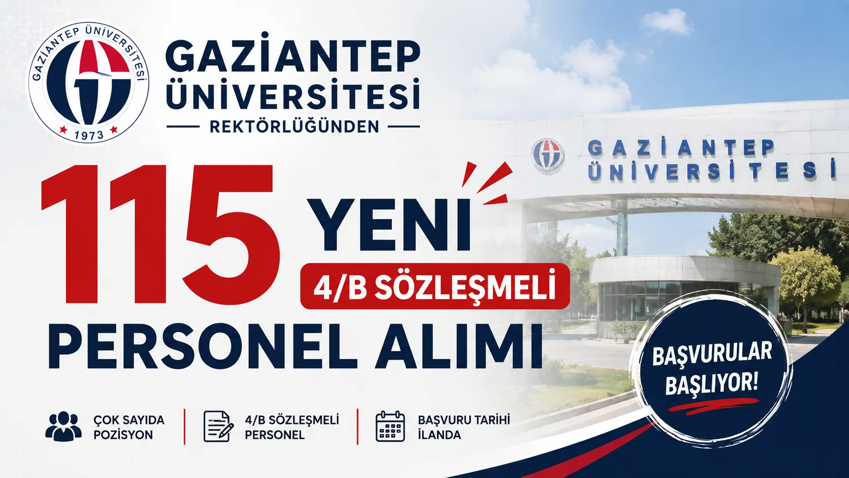 GAZİANTEP ÜNİVERSİTESİ 115 YENİ PERSONEL ALIMI TÜM DETAYLARI