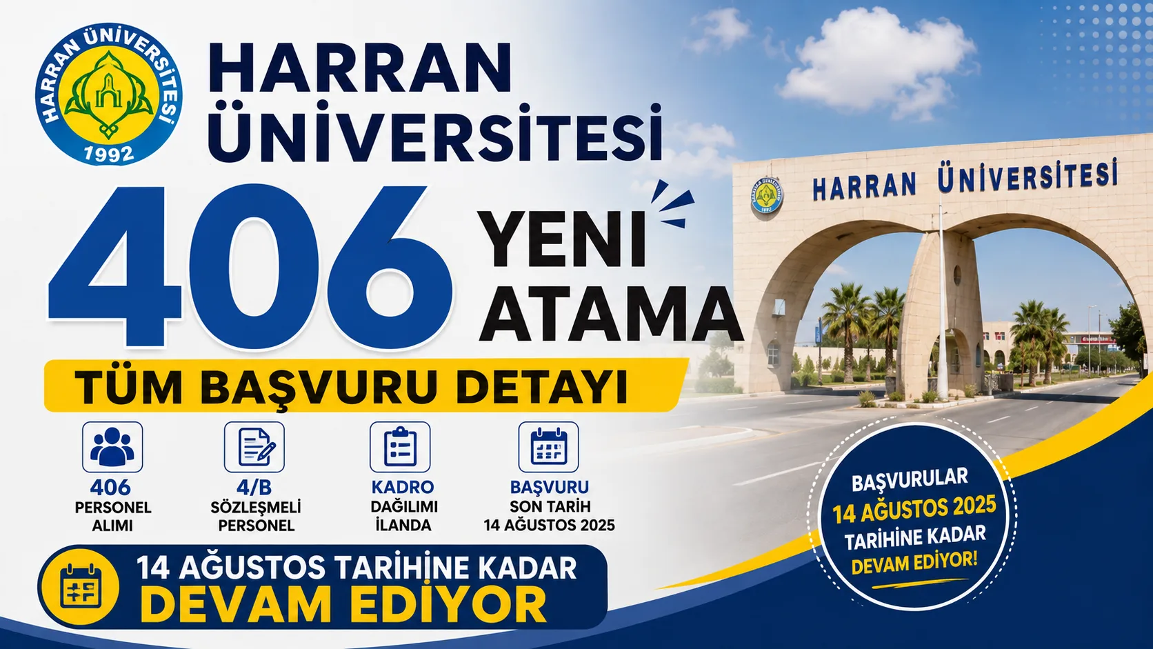 HARRAN ÜNİVERSİTESİ 406 YENİ ATAMA TÜM BAŞVURU DETAYI